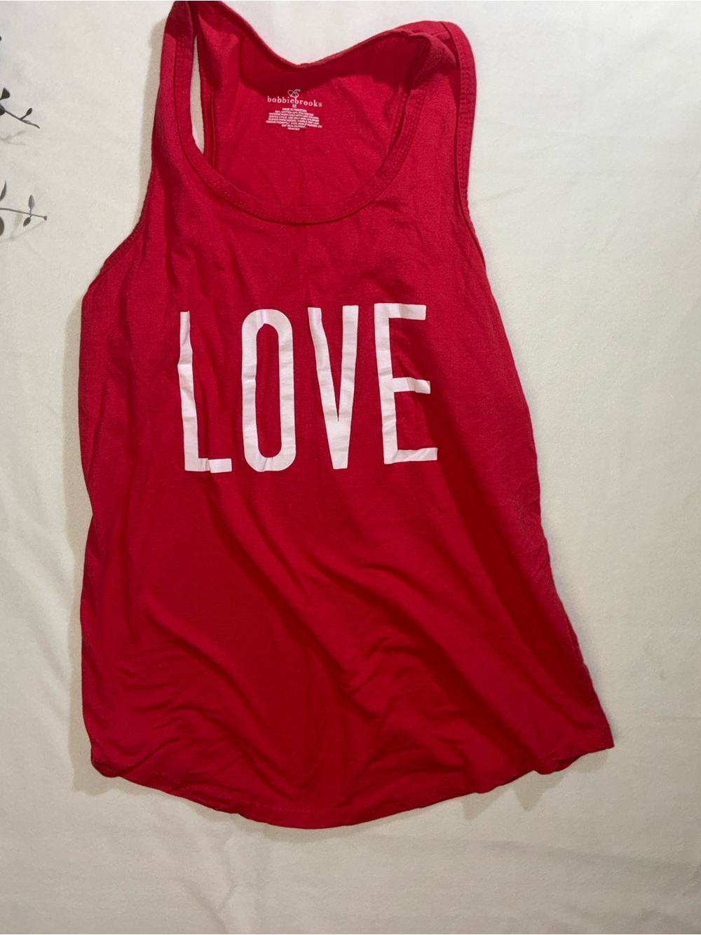 Bobbie Brooks Red Tank Top with White LOVE Graphic